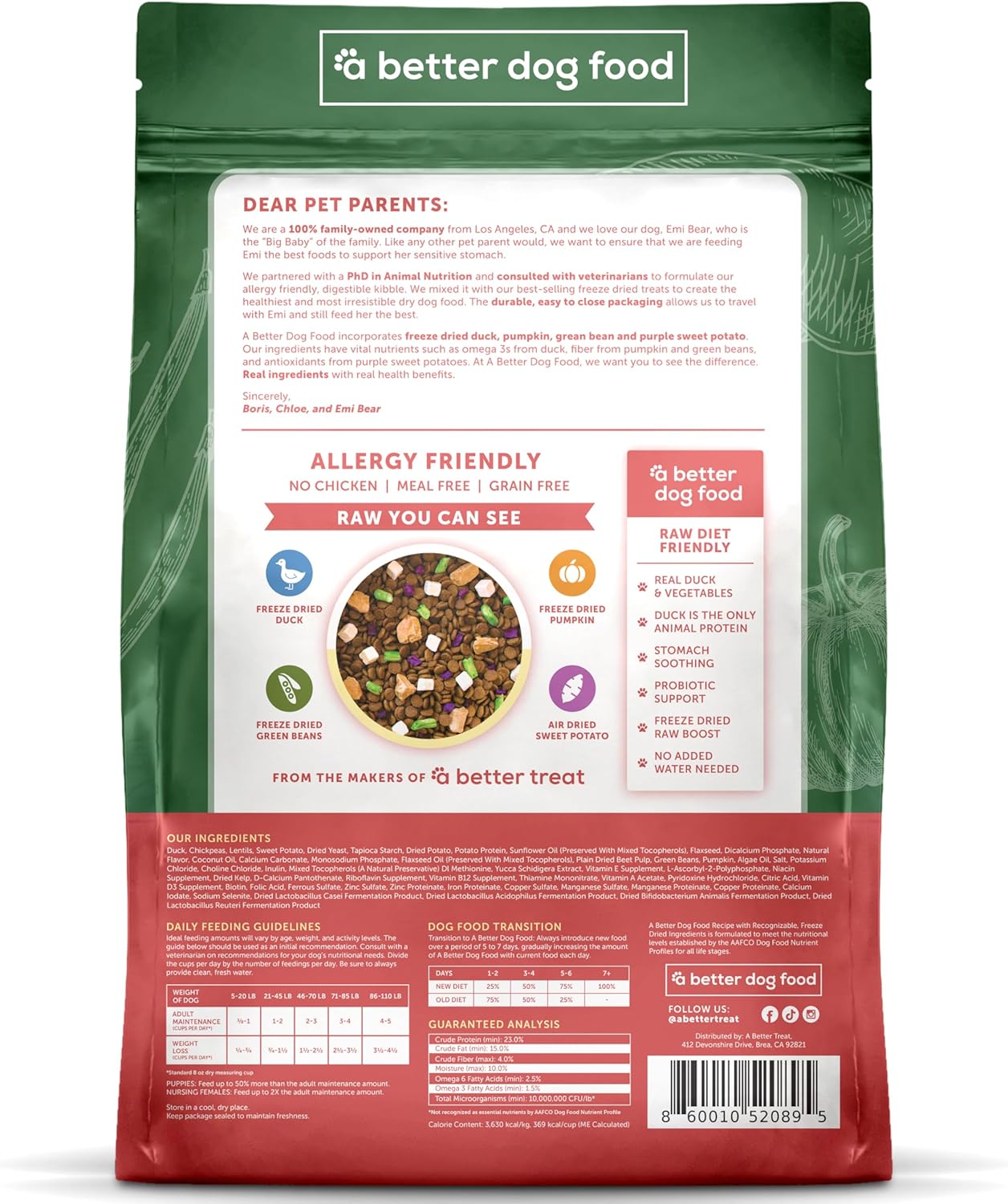 A Better Treat | Allergy Friendly Duck Dry Dog Food | Raw You Can See | No Chicken, Duck Only Animal Protein, No Meal Ingredients, Grain Free | Stomach Soothing Kibble + Freeze Dried Raw Dog Food