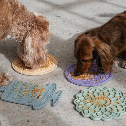 Enrichment Lick Mat: Lilac Donut Delight - Grooved Silicone Dog Feeding Dish, Spread Food Or Treats onto The Mat, Pet Soothing, Suction Back