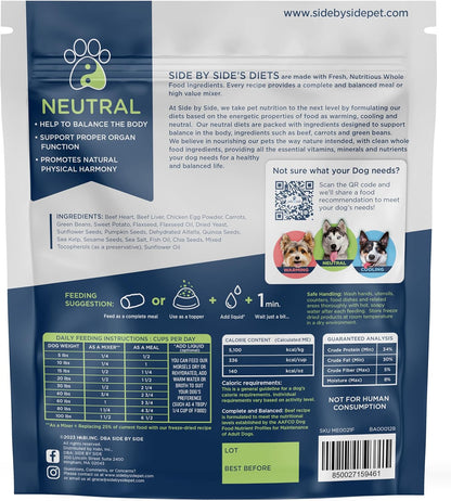 Side by Side Beef Morsels - Neutral Freeze-Dried Dog Food & Dog Food Topper for All Breeds - Made with Nutrients & Whole Raw Ingredients - No Artificial Additives or Fillers, USA Made (18 oz.)