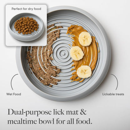 LAY LO Dog Slow Feeder – Combination Lick Mat & Food Bowl | Slow Eating Dog Bowl for Anxiety Relief | BPA-Free, Dishwasher Safe | Includes Live Trainer Support
