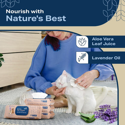 Dog Wipes for Paws and Butt - Plant Based Lavendar Scented (Pack of 400) - Pet Wipes for Dogs and Cats - Deodorizing Non Toxic Dog Wipes, +12 Additional Travel Wipes