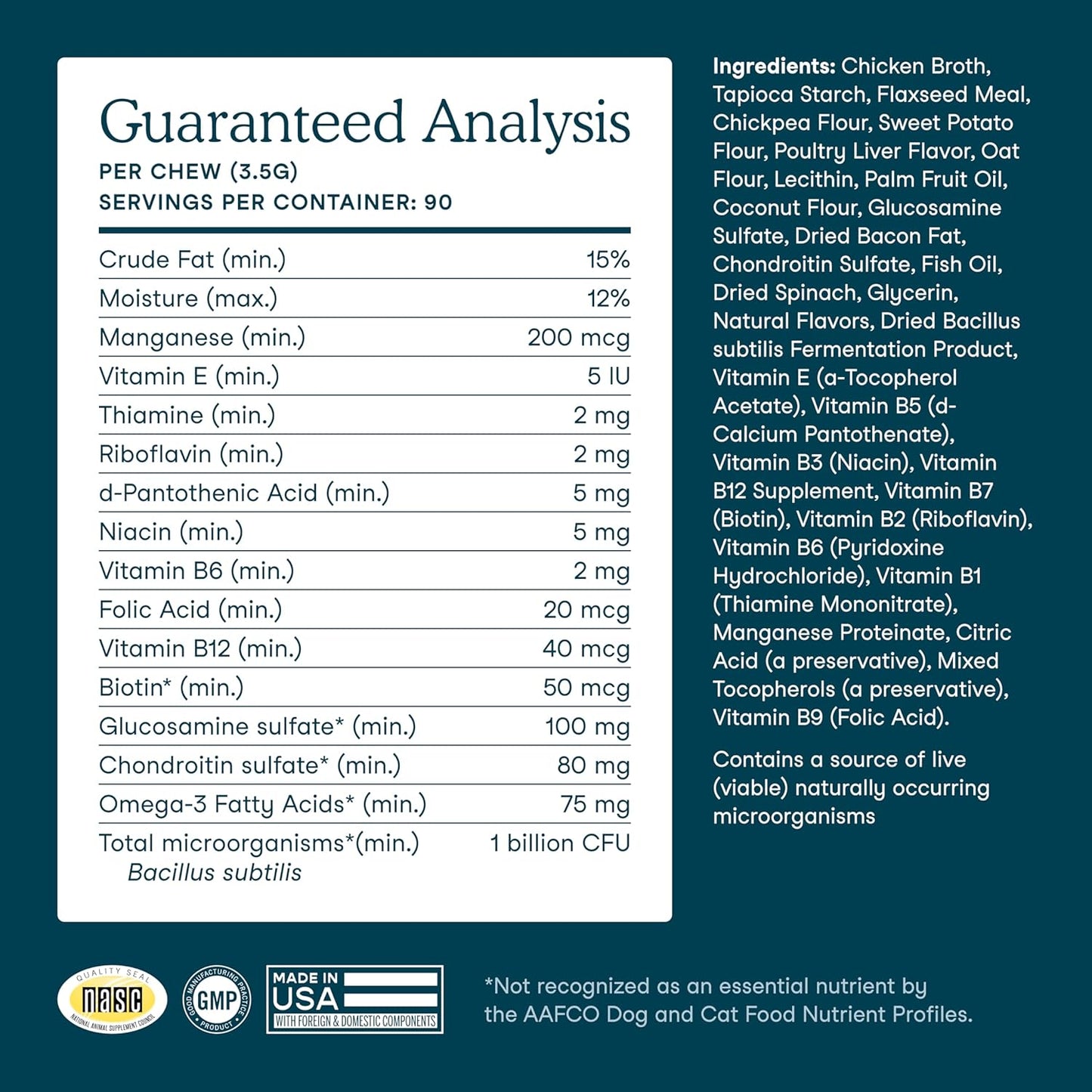 Fera Pets Dog Multivitamin Chews with Glucosamine and Probiotics - Essential Dog Vitamins & Minerals - Promotes Healthy Digestion & Joints - Boosts Skin & Coat Health with Omega-3s - 30 Soft Chews