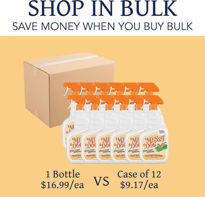Bobbi Panter Messy Dog Stain & Odor Remover - (Case of 12) Bio-Enzymatic Power, Biodegradable Formula for Tough Stains & Odors, Earth-Friendly & Pet-Safe, Non-Toxic, 32 fl. oz. Spray Bottles