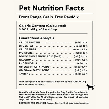 Open Farm, RawMix Grain-Free Dry Dog Food, Protein-Packed Kibble Coated in Bone Broth with Freeze Dried Raw Chunks, Beef Pork & Lamb, Front Range Recipe, 20lb Bag