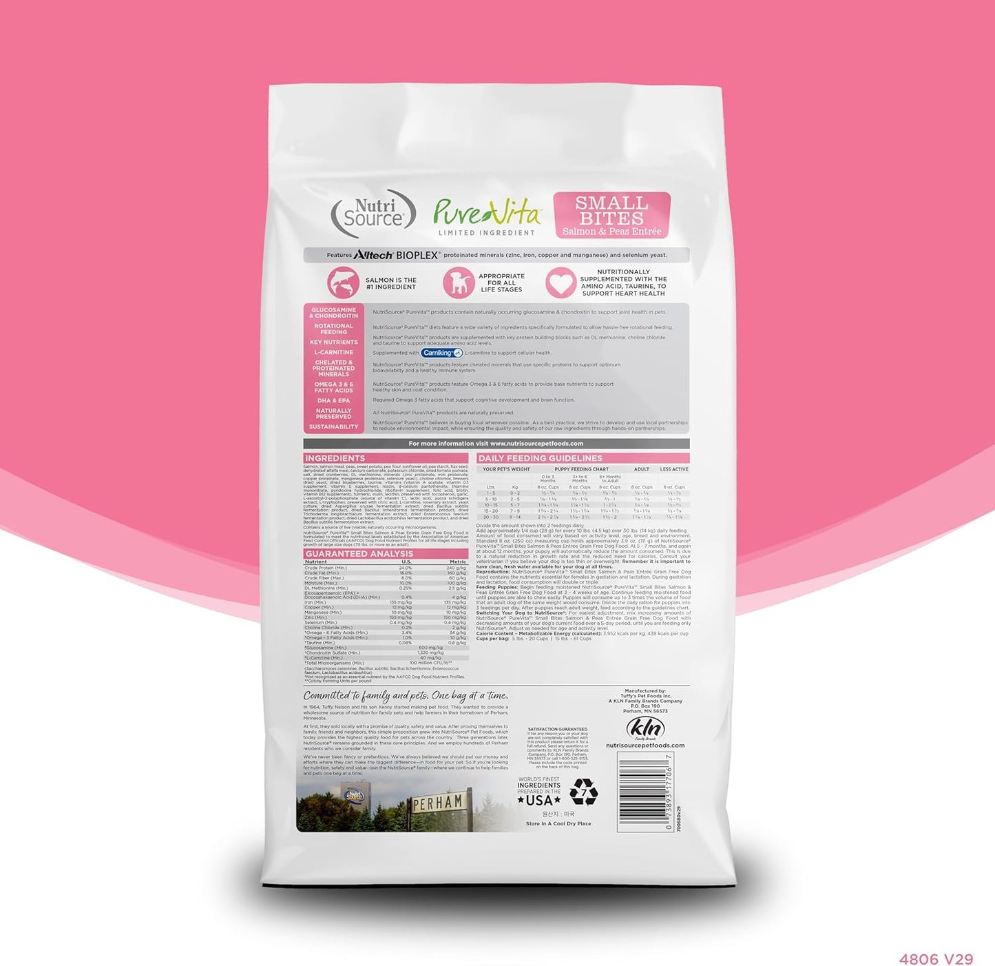 NutriSource Pure Vita Limited Ingredient Grain Free Dry Dog Food, Small Bites, Salmon and Peas, 12LB