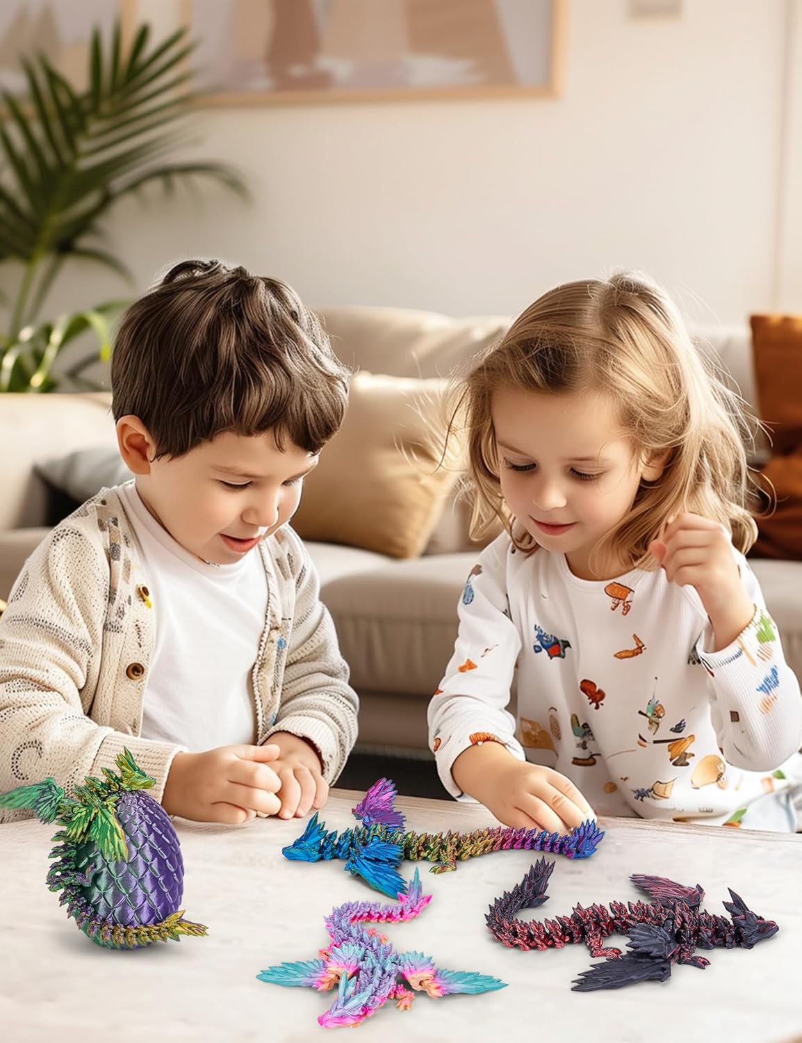 Cessfle 【2025 Updated 3D Printed Dragon Egg, Articulated Crystal 3D Printed Dragons with Wings, Cool Unique Birthday Gifts for Boys Kid Teen Adult, Dinosaur Eggs Fidget Toy