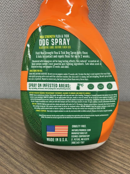 Flick! Natural Flea & Tick Max Strength Spray for Dogs, 16oz (Pack of 3)
