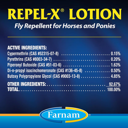 Farnam Repel-X Lotion Fly Repellent for Horses and Ponies Lotion 8 Ounce (Pack of 2)