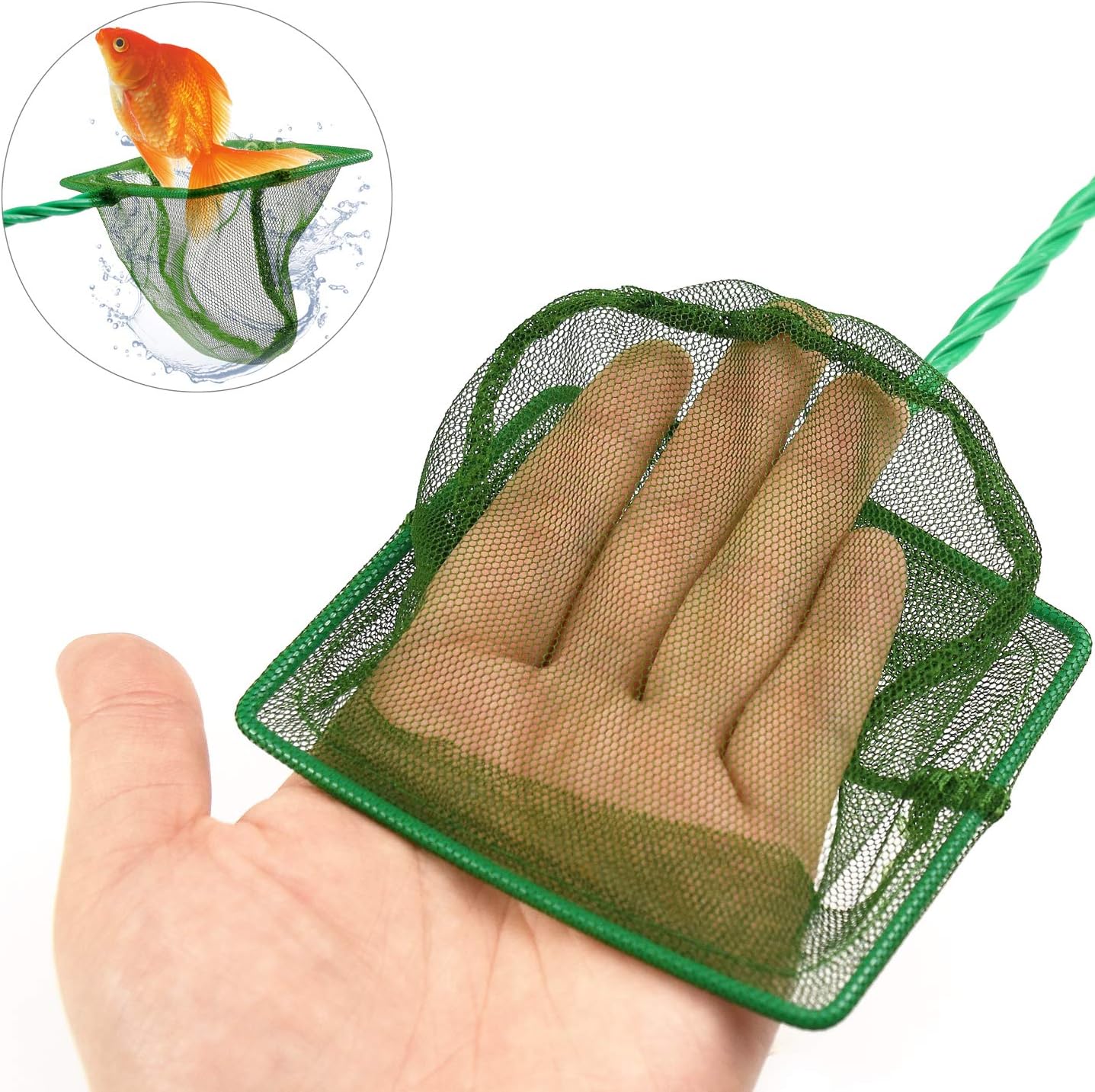 4 Pcs Aquarium Fish Net, 4 Inch Quick Catch Mesh Nylon Fishing Nets with Plastic Handle - Green
