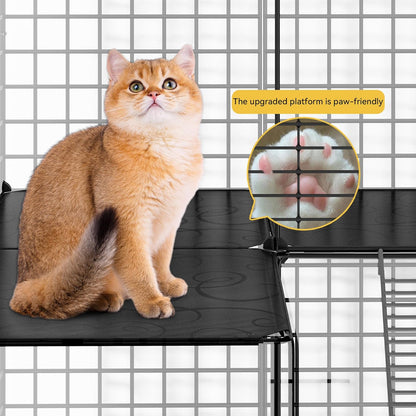 DWVO 5 Tier Large Cat Cage Indoor: Kitten Enclosure DIY Playpen Catio with Large Hammock for 1-4 Cats