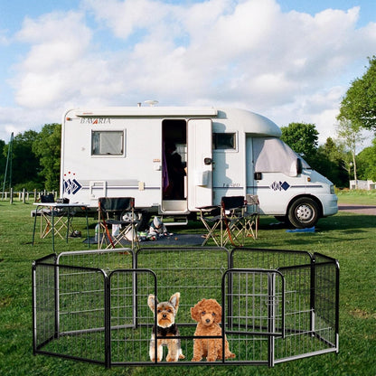 NEWBULIG Dog Playpen 8 Panels 24" Height Foldable Heavy Duty Metal Dog Exercise Playpen Puppy Fence for Indoor Outdoor Yard