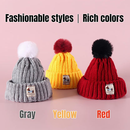 Pet Winter Beanie - Ear-Exposed Knit Hat for Dogs & Cats, Warm Fleece Cap with 2 Ear Holes, Suitable for Indoor/Outdoor Cold Weather ，Cozy, Secure & Stylish(Red, Medium)