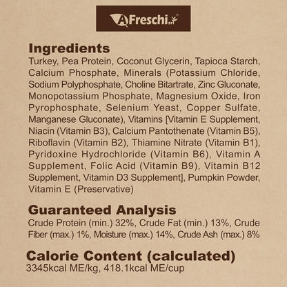 AFreschi Air-Dried Dog Food Turkey Recipe 1 lb, All-Natural, Complete & Balanced, Single-Animal Protein, Grain-Free, High-Protein, Limited Ingredients