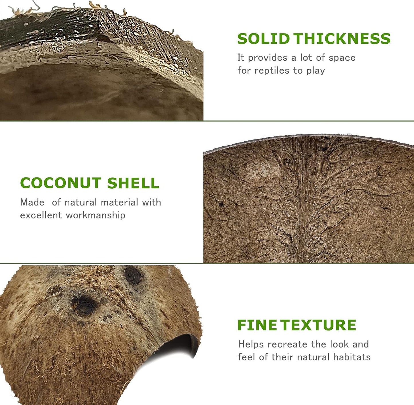 Hamiledyi Reptile Hide Box Gecko Hideout Cave with Sink Humidifier and 4 Pcs Reptile Hideouts Natural Coconut Shells Hut Hermit Crab Climbing Toys for Spider Snake Chameleon