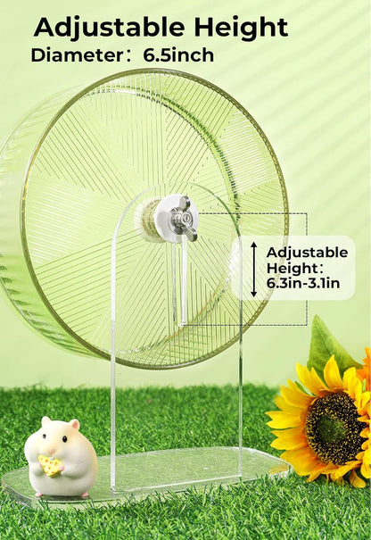 Super-Silent Hamster Exercise Wheel: Silent Spin Toys Hamster Running Wheels with Height Adjustable Stand for Hamsters Gerbils Mice Or Other Small Animals -8.5inch Yellow