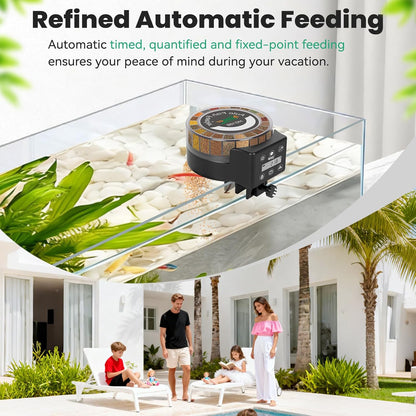 hygger Automatic Fish Feeder for Aquarium: Auto Fish Food Dispenser with LED Display & Timer, Aquarium Vacation Feeder with 3 AA Batteries for Betta Turtle Goldfish