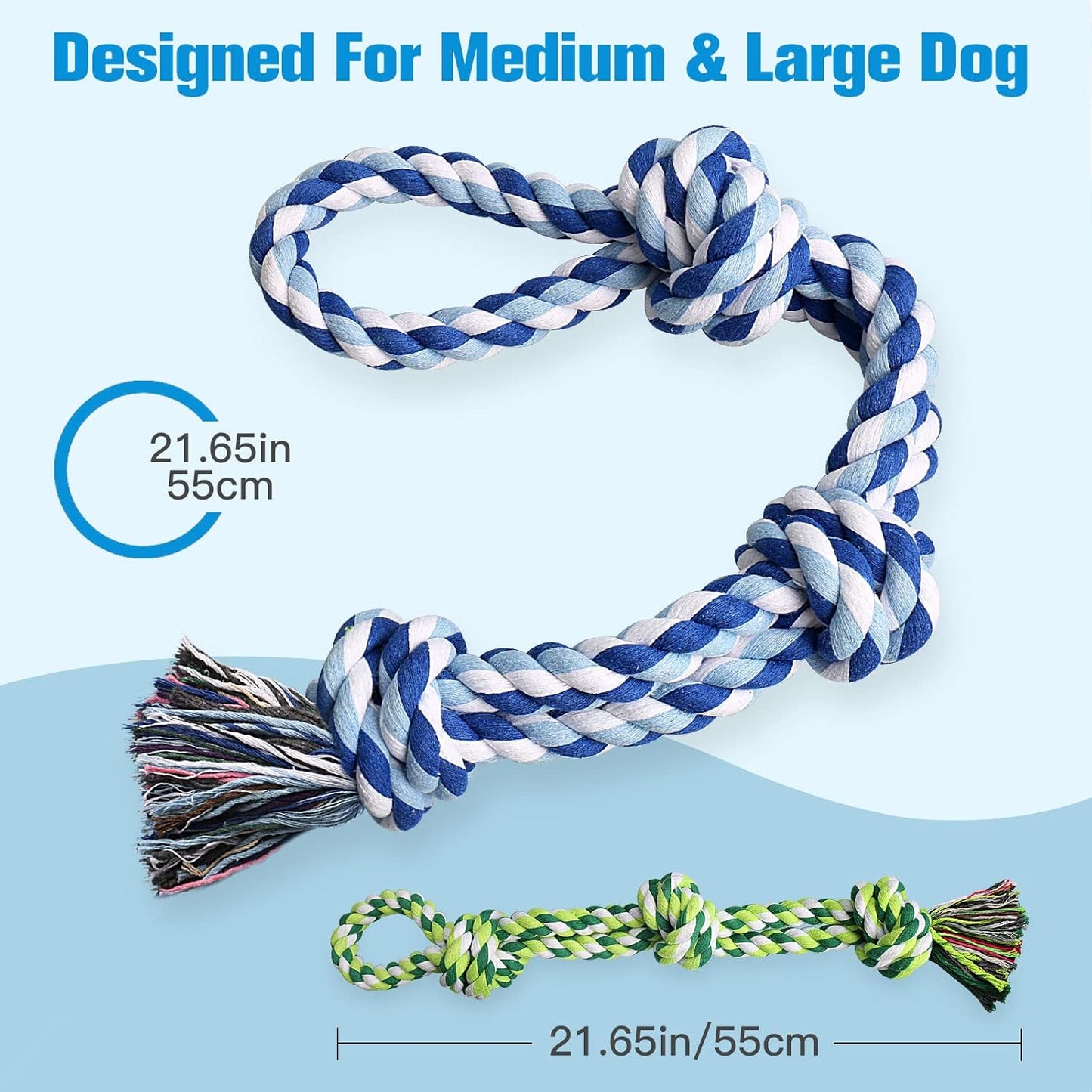 UPSKY Dog Rope Toys 2 Nearly Indestructible Dog Toys for Medium to Large Breed, Dental Cleaning Chew/ Tug Toy for Boredom, Dog Grinding Teeth for Aggressive Chewers