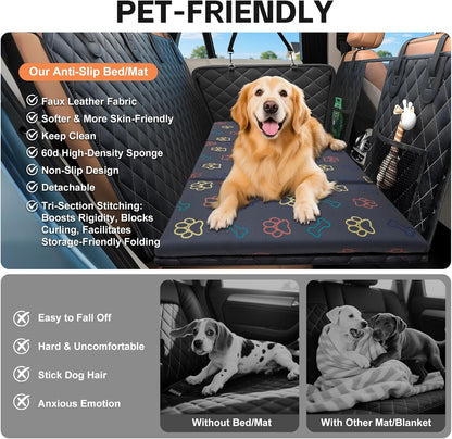 Anti-Scratch&Chewers Dog Car Seat Protector with Soft&Durable Vegan Tech Fabic, Waterproof Pet Bed or Back Seat Cover for Dogs, Easy Wipe-Clean and Versatile for Travel,Home,Outdoor (Gray,51‘’×24‘’)