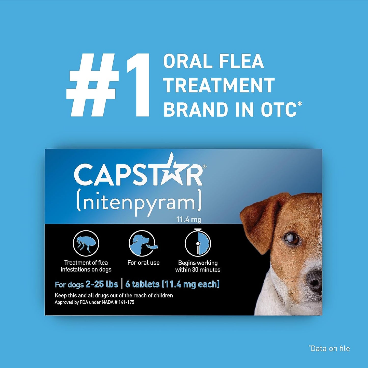 Capstar (Nitenpyram) Fast-Acting Oral Flea Treatment for Dogs 2-25 Lbs, Vet-Recommended Medication Tablets, Flea Tablets for Dogs Start Killing in 30 Minutes, 6 Doses
