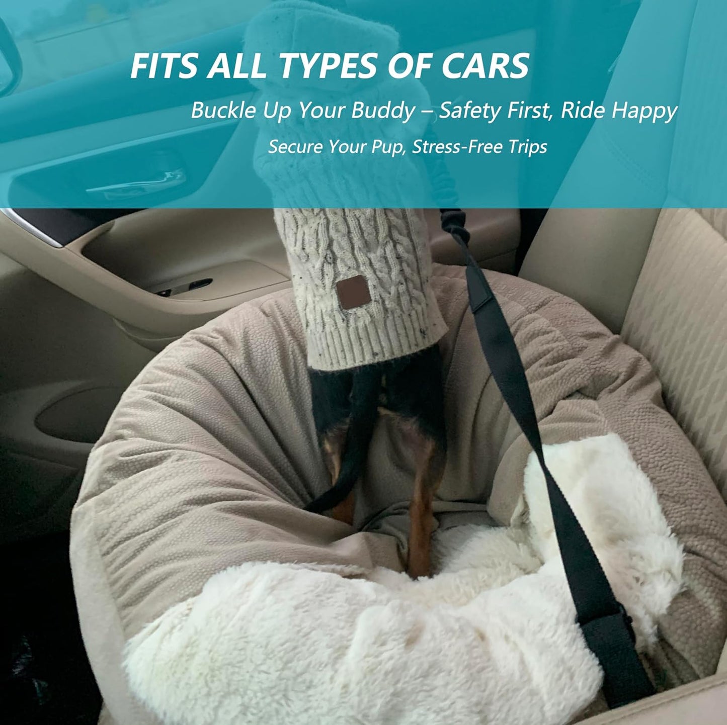 Dog Seat Belt 2Pcs, Retractable Pet Car Harness, Adjustable Dog SeatBelts for Vehicle, Nylon Pet Safety with Elastic Bungee