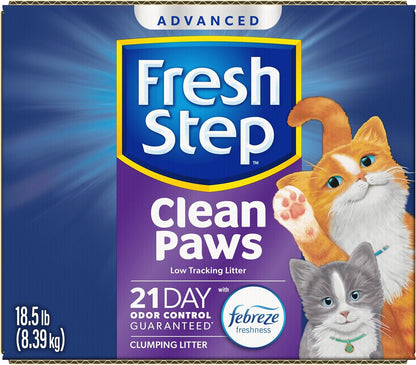 Fresh Step Clean Paws Cat Litter with Febreze Freshness, Advanced Multi Cat Low Tracking Clumping Litter, 37 lbs. (2 x 18.5 lb. Box)
