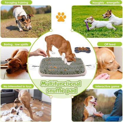 Snuffle Mat for Dogs 21x16Inc and Small Silicone Lick Mat for Dog,Dog Sniffiing Interactive Foraging Puzzle Toy, Stress Relief & Training for Small/Medium/Large Dogs(Gray)