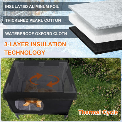 Outdoor Cat House Weatherproof, Insulated Feral Cat Houses for Cats with Cozy Cushion, Elevated Outdoor Cat Shelter, Equipped with Escape Door, Outside Cats House for Stray Cats(Small)