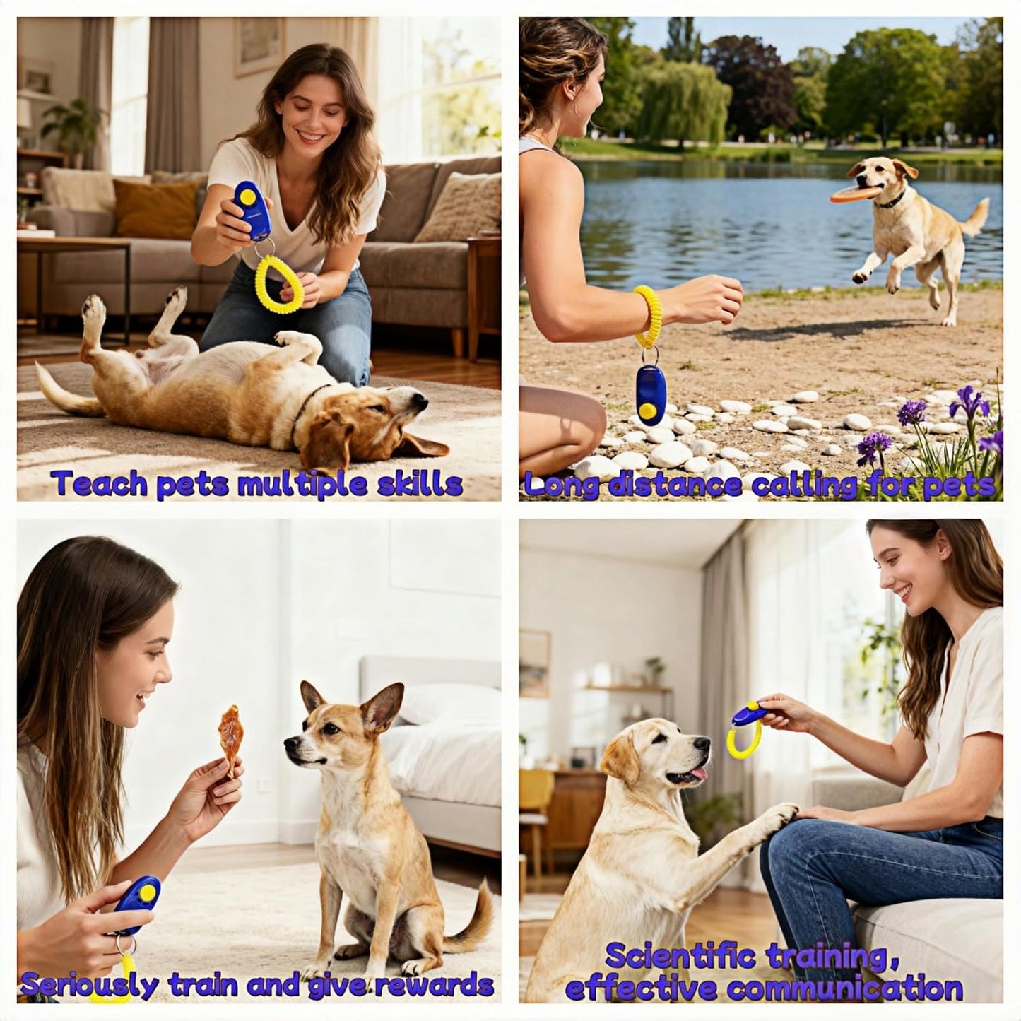 BUBBLE-FLY Dog Training Clicker with Wrist Strap, Effective Obedience Aid for Barking, Sit, Stay. Humane & Easy