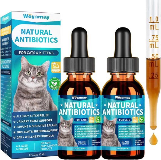 Antibiotics for Cats, Natural Antibiotic for Allergy Relief, Urinary Tract Health, Itch Relief & Digestion Care, Cat Allergy Relief for Cats, Cat Immune Support Supplement, 4 Fl Oz
