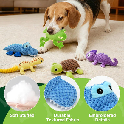 Prime Pets Dog Toys, 5 Pack, Plush Crinkle Squeaky Dog Toys, Assortment Value Bundle Animal Pet Toy for Small Medium Large Dogs, Stuffed Puppy Chew Toy