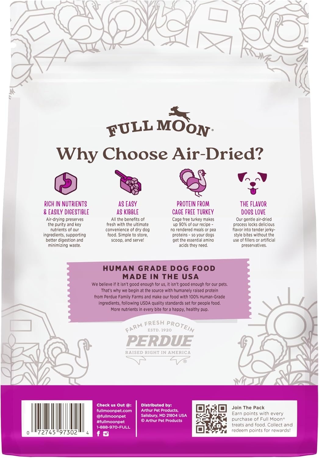 Full Moon Pure Protein Air Dried Dog Food | Homestead Turkey Recipe 1lb