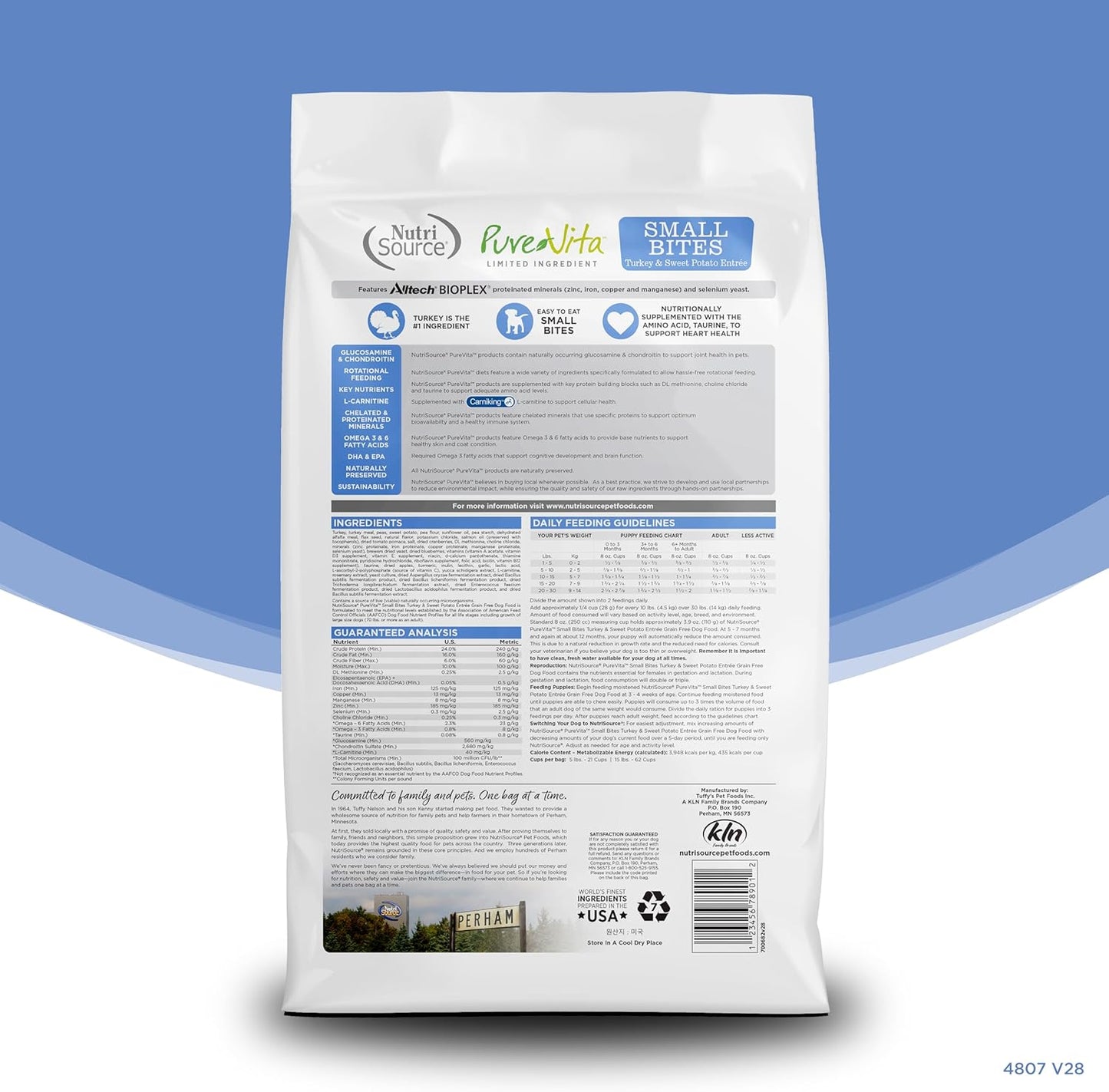 NutriSource Pure Vita Limited Ingredient Grain Free Dry Dog Food, Small Bites, Turkey and Sweet Potato, 12LB