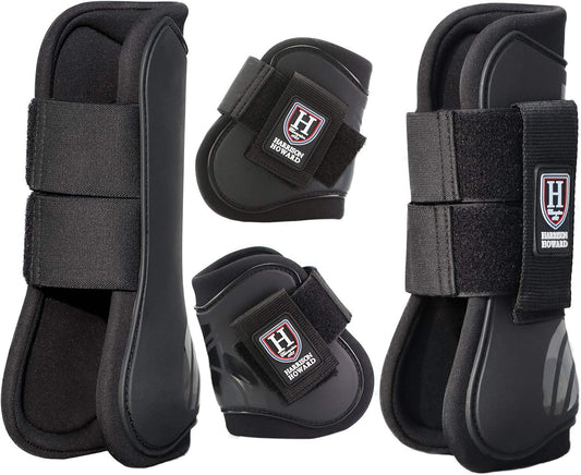 Harrison Howard Horse Tendon Boots Open Front/Fetlock Boot for Horse Protective Boots for Jumping, Trail Riding Set of 4