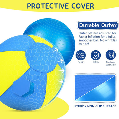 Herding Ball for Dogs - 18" Dog Herding Ball, Agility Equipment, Herding Ball for Australian/German Shepherd Collie, Toys for Christmas/Birthday Gifts (Yellow&Blue, Medium - 18")