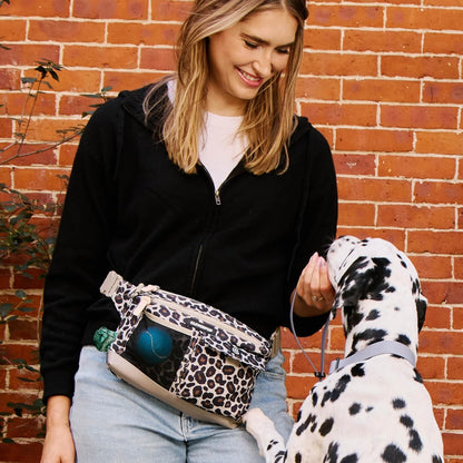 Training Sling & Snackpack Double Insulated Treat Pouch in Leopard