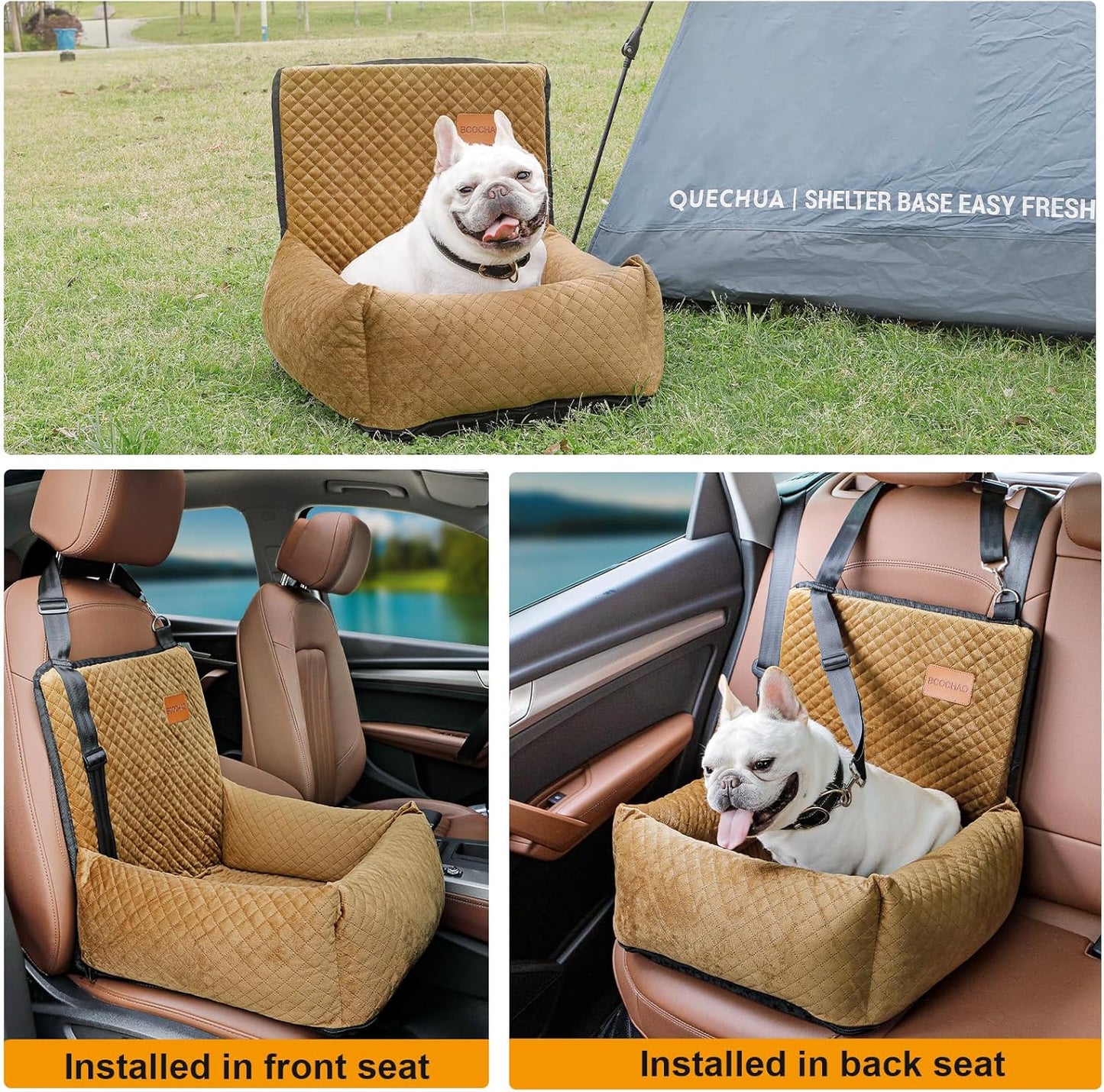 Dog Car Seat Pet Booster Seat Pet Travel Safety Car Seat,The Dog seat Made of Materials is Safe and Comfortable, and can be Disassembled for Easy Cleaning (Brown)