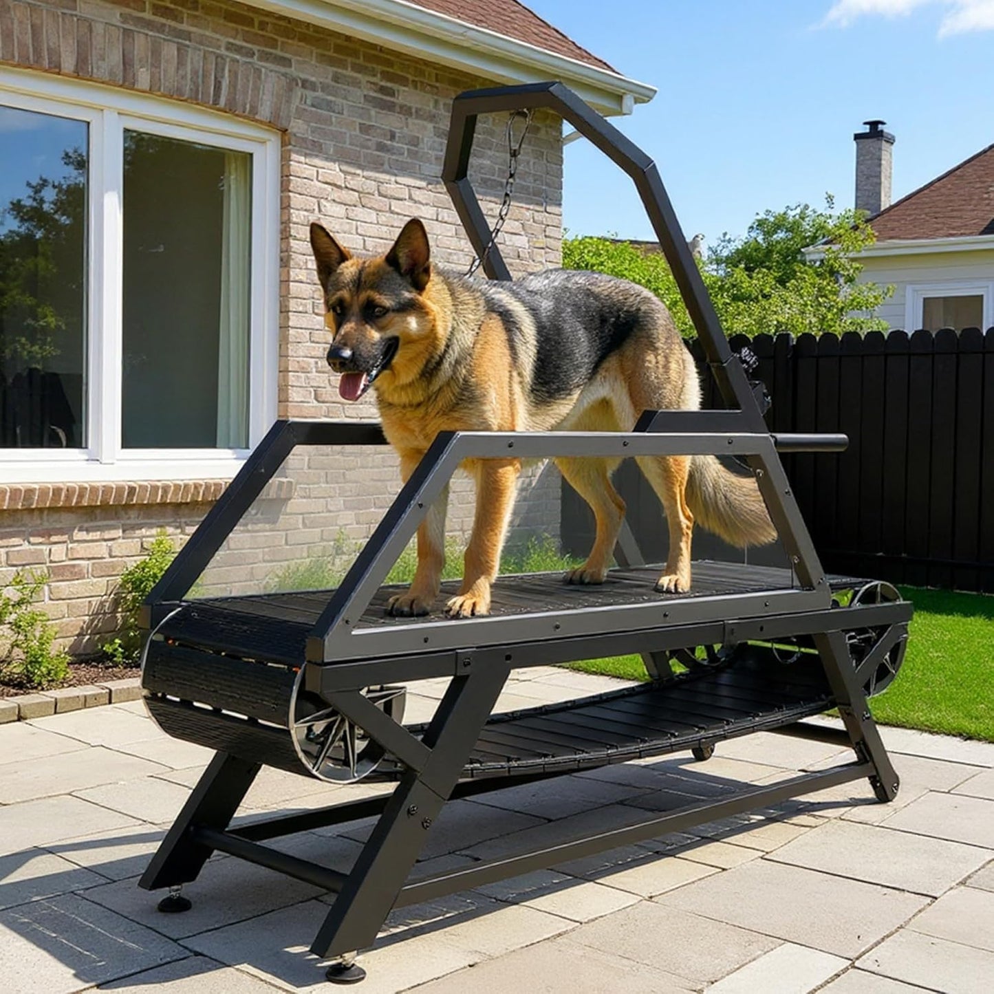 Dog Treadmill for Large & Medium Dogs - Slatmill for Dogs with Adjustable Resistance, Disc Brake & Pedometer, 300 lbs Heavy Duty - Doggy Treadmill Easy to Move, Burns Energy to Keep Pet Healthy