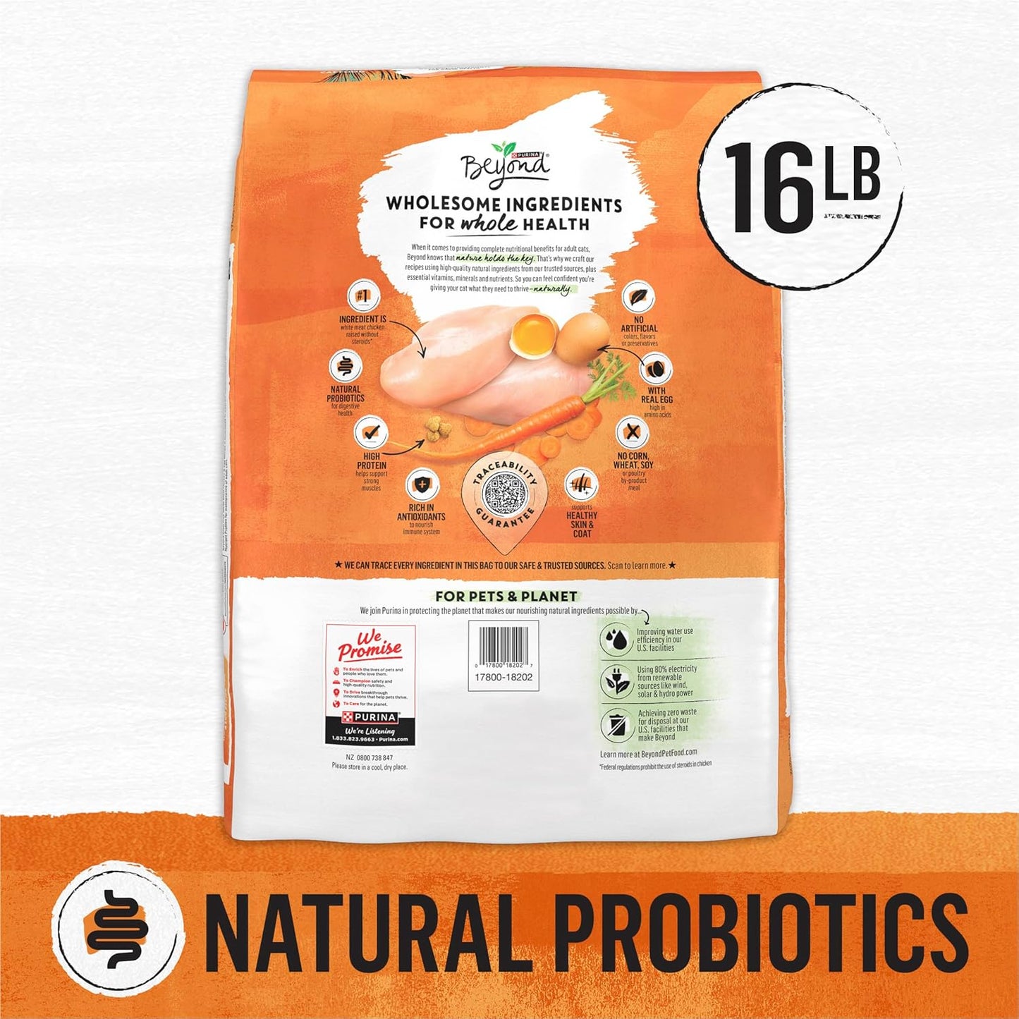 Purina Beyond Grain Free White Meat Chicken and Egg Recipe Natural Cat Food High Protein Cat Food Dry Formula - 16 Lb. Bag