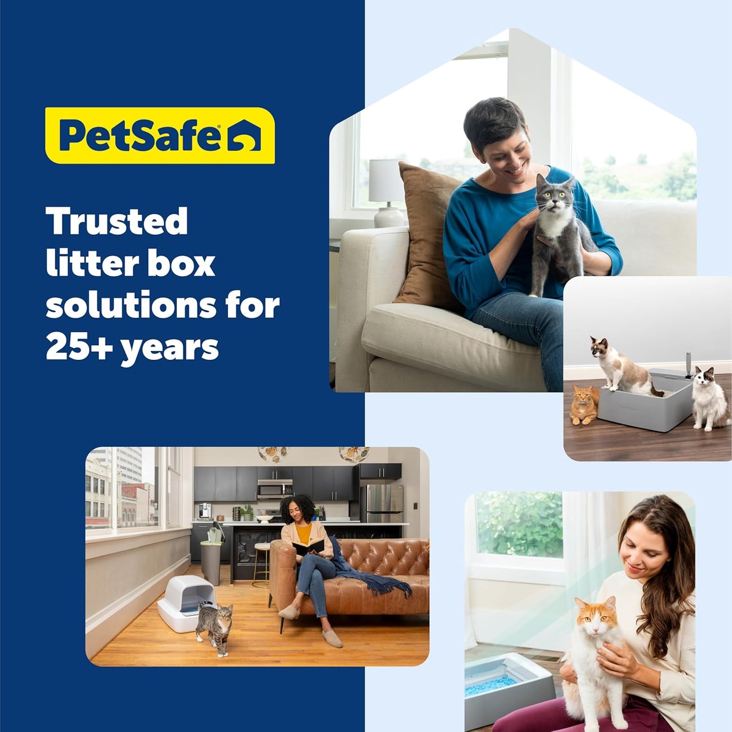 PetSafe Disposable Litter Box with Litter - Collapsible No-Mess Box with Reliable Leak-Proof Protection & Superior Odor Control - Includes 4.3 lb Bag Crystal Pebbles & 8 Disposable Scoops