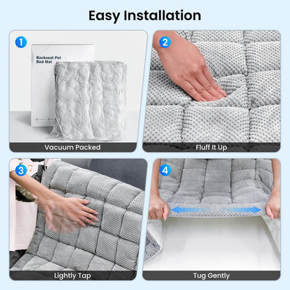 REEVAA Dog Bed Mat for Car Backseat [Extra-Thick & Chew-Resistant], Road Trip Bed to Fully Protect Dog's Safety, Fits Trucks/SUVs Back Seat Cover Extenders, Grey, 54x24x1.8 inch