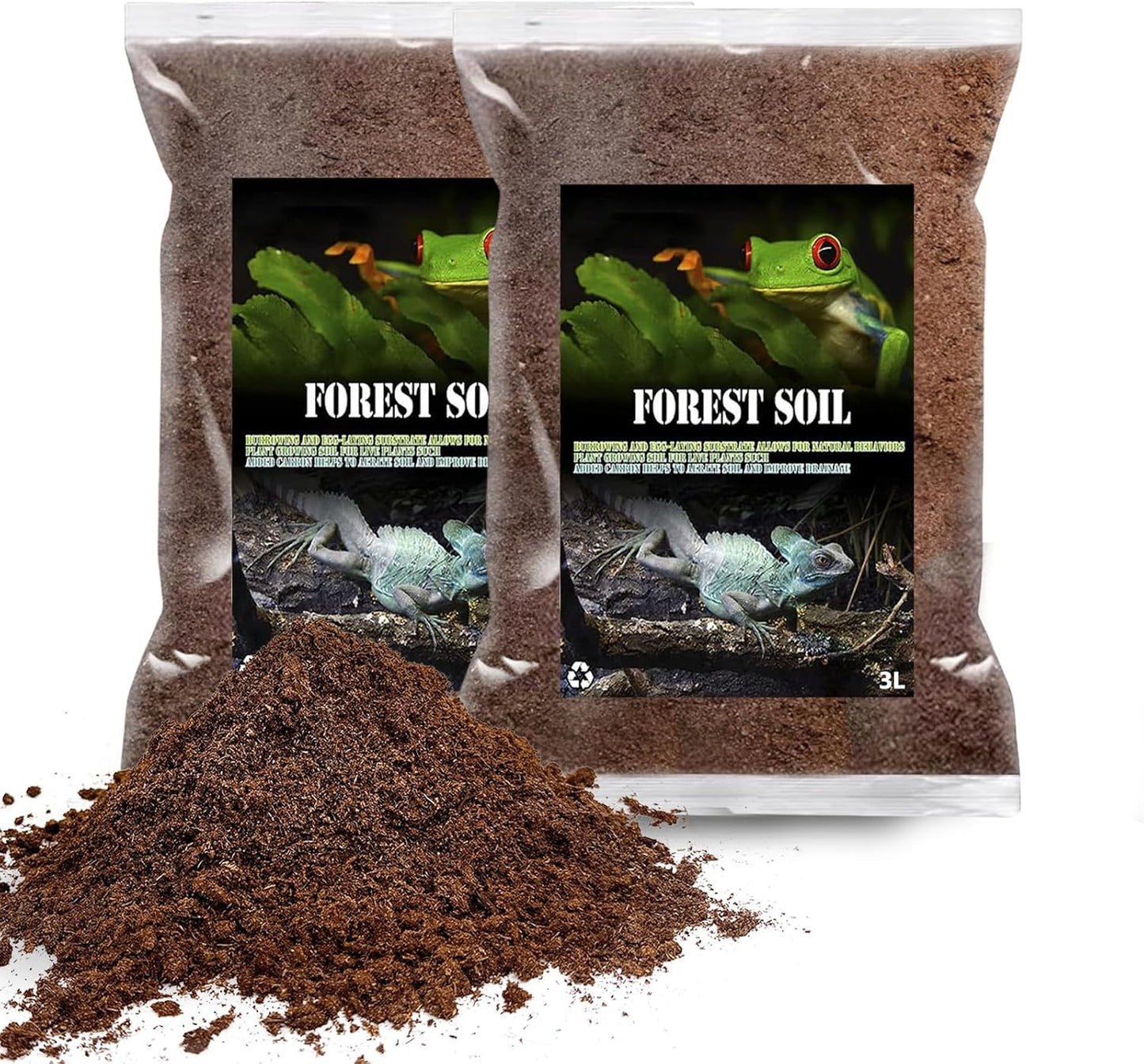 BNOSDM 2PCS Reptile Soil Substrate,Natural Terrarium Bedding,Snake Bedding, Fluffy Reptile Tank Substrate for Tortoise Hermit Crab Tarantulas Lizards
