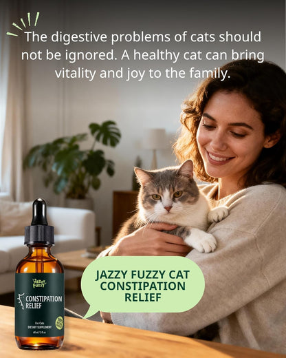 Cat Constipation Relief Liquid Drops, Stool Softener & Gentle Laxative for Cats, Supports Digestive Health, Natural Herbal Supplement with Chicken Flavor, 60 ml / 2 fl oz