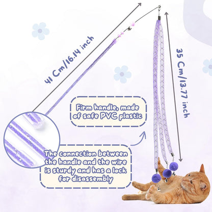 Yeahgoshopping Interactive Cat Toys Wand & 3 Pcs Catnip Mice Toys Feather Tails, Cat Exercise, Boredom Relief & Teeth-Cleaning Kitten (Cat Toys Wand + 3 Pcs Catnip Mice Toys)