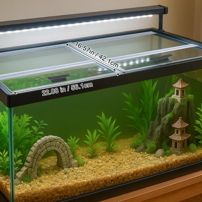 2PCS Set Clear Tempered Glass Canopy,75/90/110 Gallon Aquarium Fish Tank Hoods for Aqueon (22.08x16.57x 0.16in Each Piece)