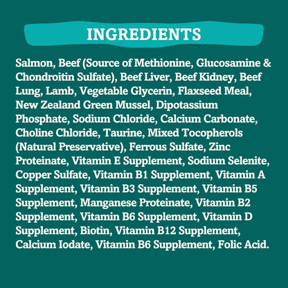 RawTernative Air Dried Dog Food, High Protein, Over 90% Real Salmon & Beef + New Zealand Green Mussels, Complete Meal or Topper, Grain Free, Gluten Free, Non GMO, (5 lb Bag)