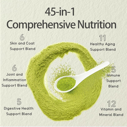 Dog Multivitamin Powder with Chondroitin, Omega 3 & Probiotics - 45-in-1 Daily Vitamins and Supplements for Dogs to Support Joint, Immune System, Digestive Health, Skin & Coat - 8.8 oz