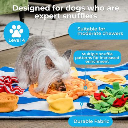 Snuffle Mat for Dogs, 19” x 19” Large Interactive Feeder to Keep Them Busy & Mentally Stimulated, Machine Washable Slow Feed Bowl for All Breeds Size, Plush Chew Relief Mat