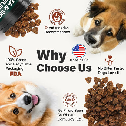 Dog Flea and Tick Prevention Allergy Chews Omega 3 for Dogs Treatment Chewable Natural Flea and Tick Skin and Coat Supplement Immune Dog Chews Yeast Relief Prevention for Dogs Itching and Licking