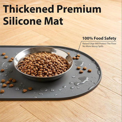 3-Pack Cat Bowls with Food Mat,6.3 Inches Stainless Steel Cat Food Bowl,Wide Tapered Design Whisker-Friendly Food and Water Bowl for Feeding Dogs and Cats,Dishwasher Safe,SUS 316