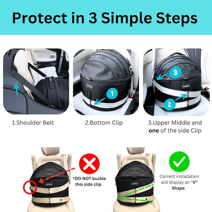 Crash-Tested Dog Car Carrier (Test with FMVSS 213b - 5 Star Safety Rated by CPS) | 3-in-1 Small Dog Car Seat, Portable Pet Carrier, Enclosed Cat Bed & Carseat | Best for Safe Travel (Up to 15lbs)